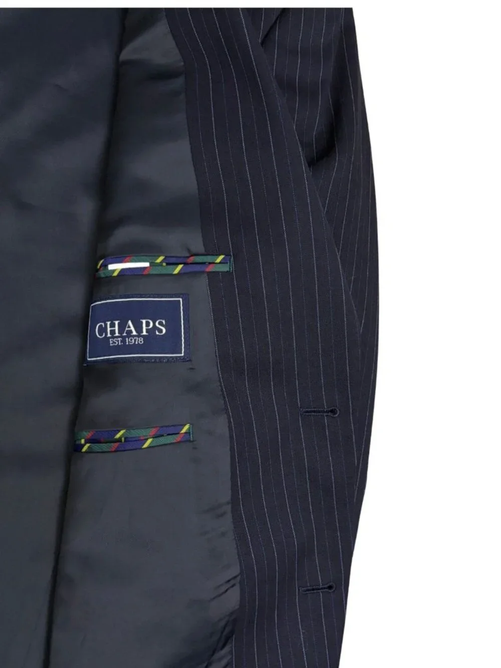 CHAPS Pinstripe SUIT WOOL Blue Business Designer Blazer & Pants Mens 42R
